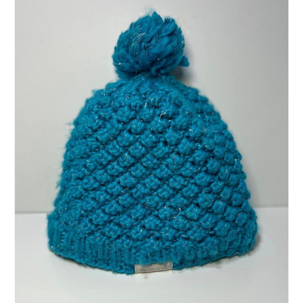 Obermeyer Blue Knit Ski Hat Beanie Winter Acrylic Womens One Size
